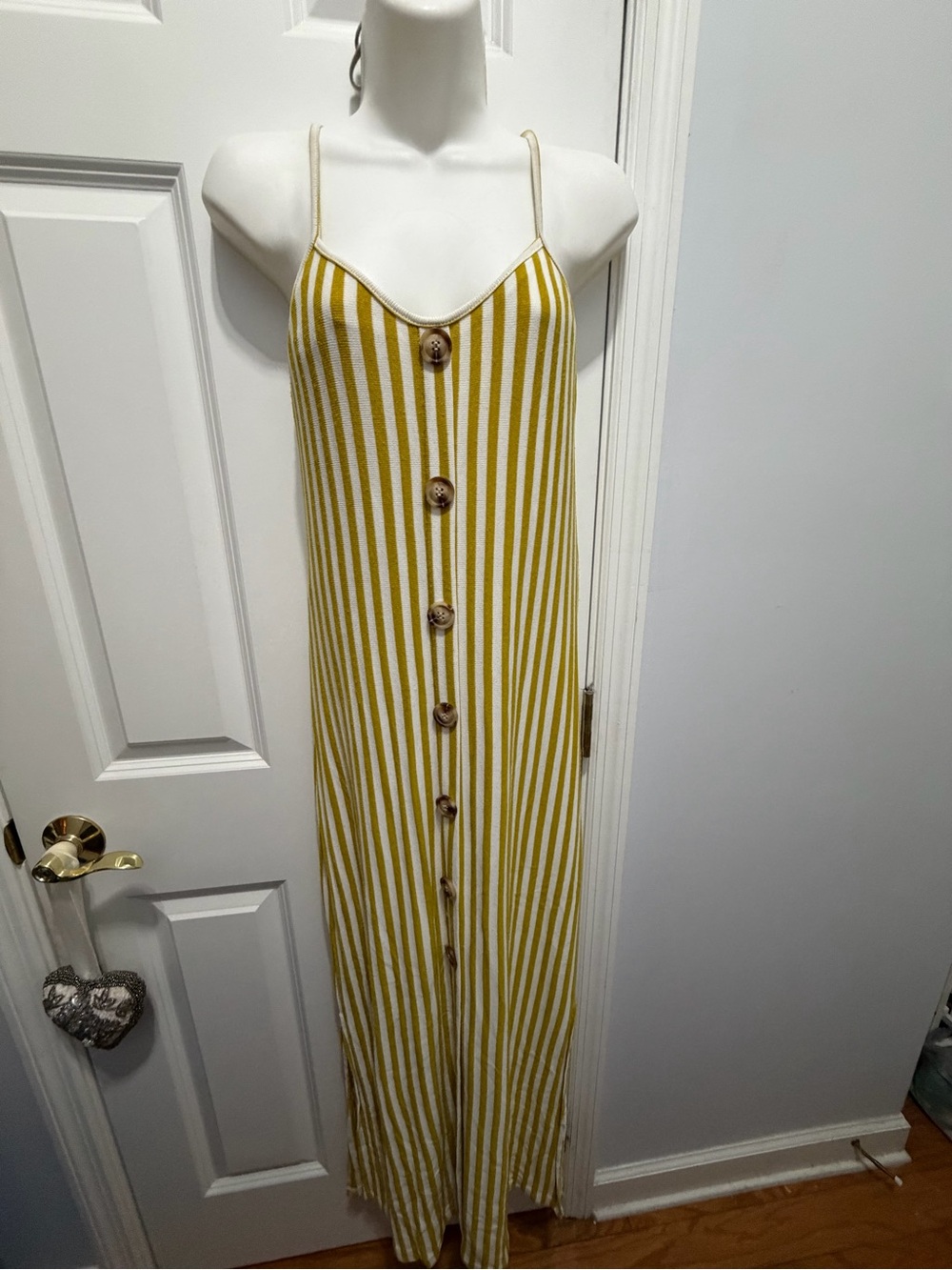 ELA Striped Yellow and White Knit Dress size 12 - Picture 2 of 8